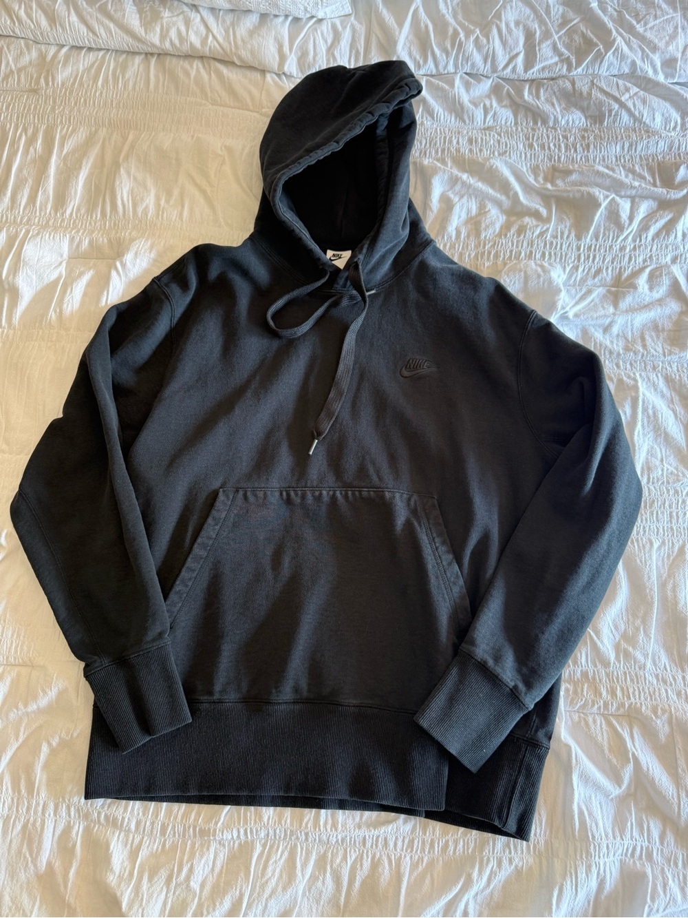 Nike Black Embroidered Logo Hoodie - Men's Pullover heavy cotton size Large